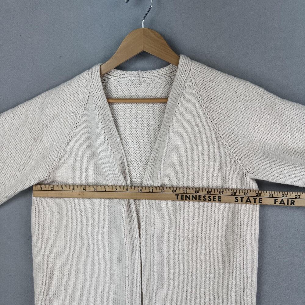 Handmade Sweater Cardigan Size Small White Open Front Knit Raglan Balloon Sleeve - Picture 4 of 6